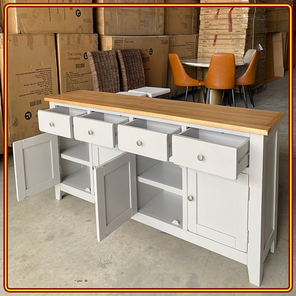 Tủ Bếp, Chén Dĩa 4 Cánh - 4 Hộc Juno Sofa Chất Lượng ( Màu Xám Khói + Vàng Tự Nhiên )