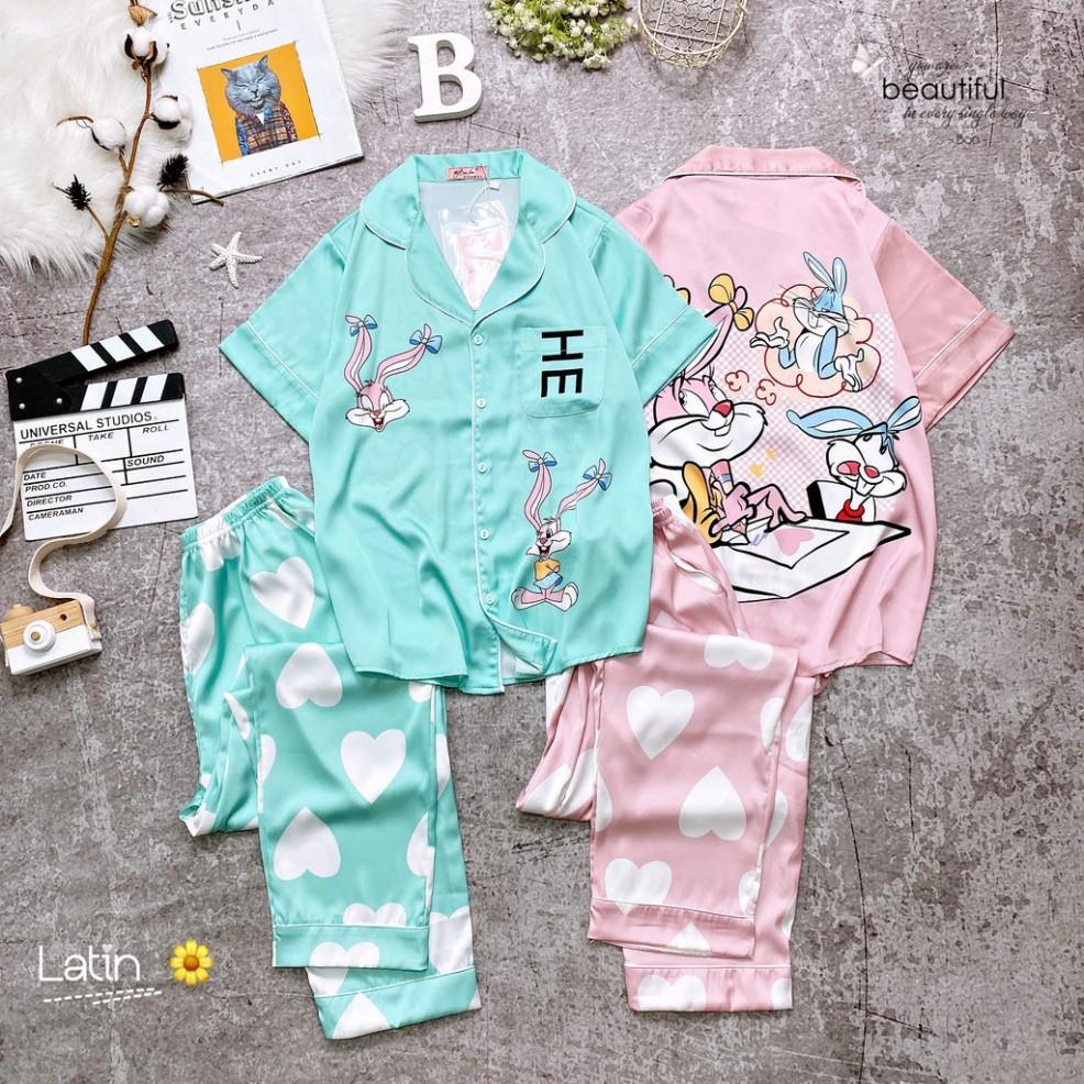 Freeship Đồ Mặc Nhà Pijama Lụa Latin TN Quần Dài Freesize - HÀNG CAO CẤP