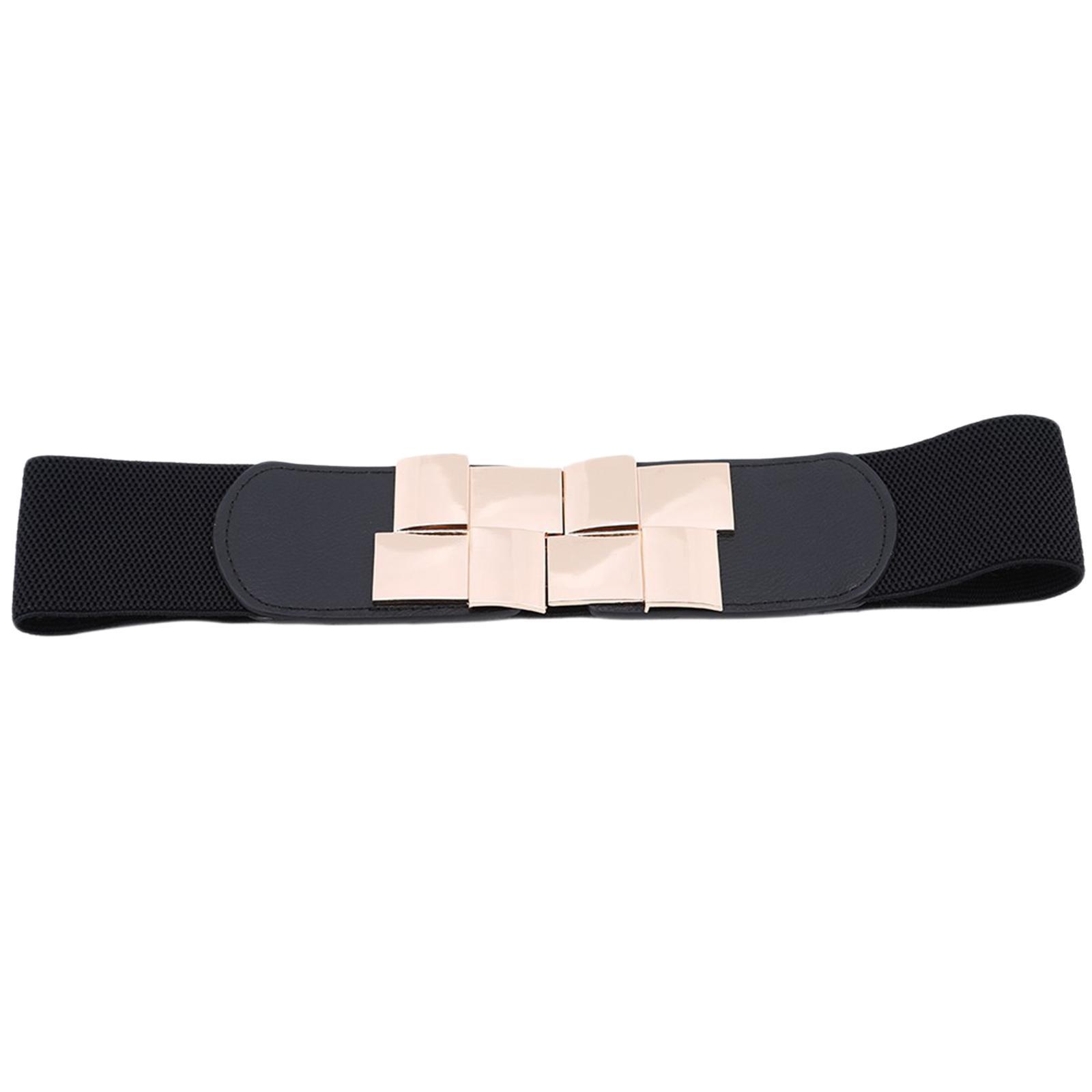 Wide Waist Skinny Belt Exquisite Fashion PU Elastic for Dress Coats Shirts Black