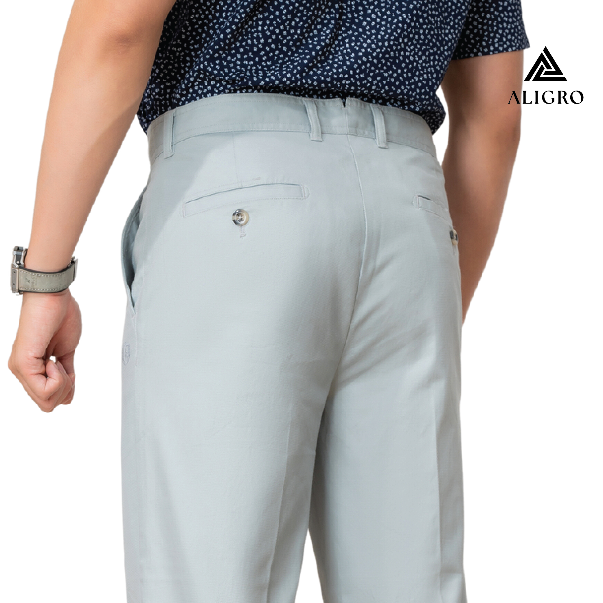 Quần kaki nam ALIGRO chất liệu kaki mềm mịn cao cấp dáng slimfit màu ghi sáng ALGK074
