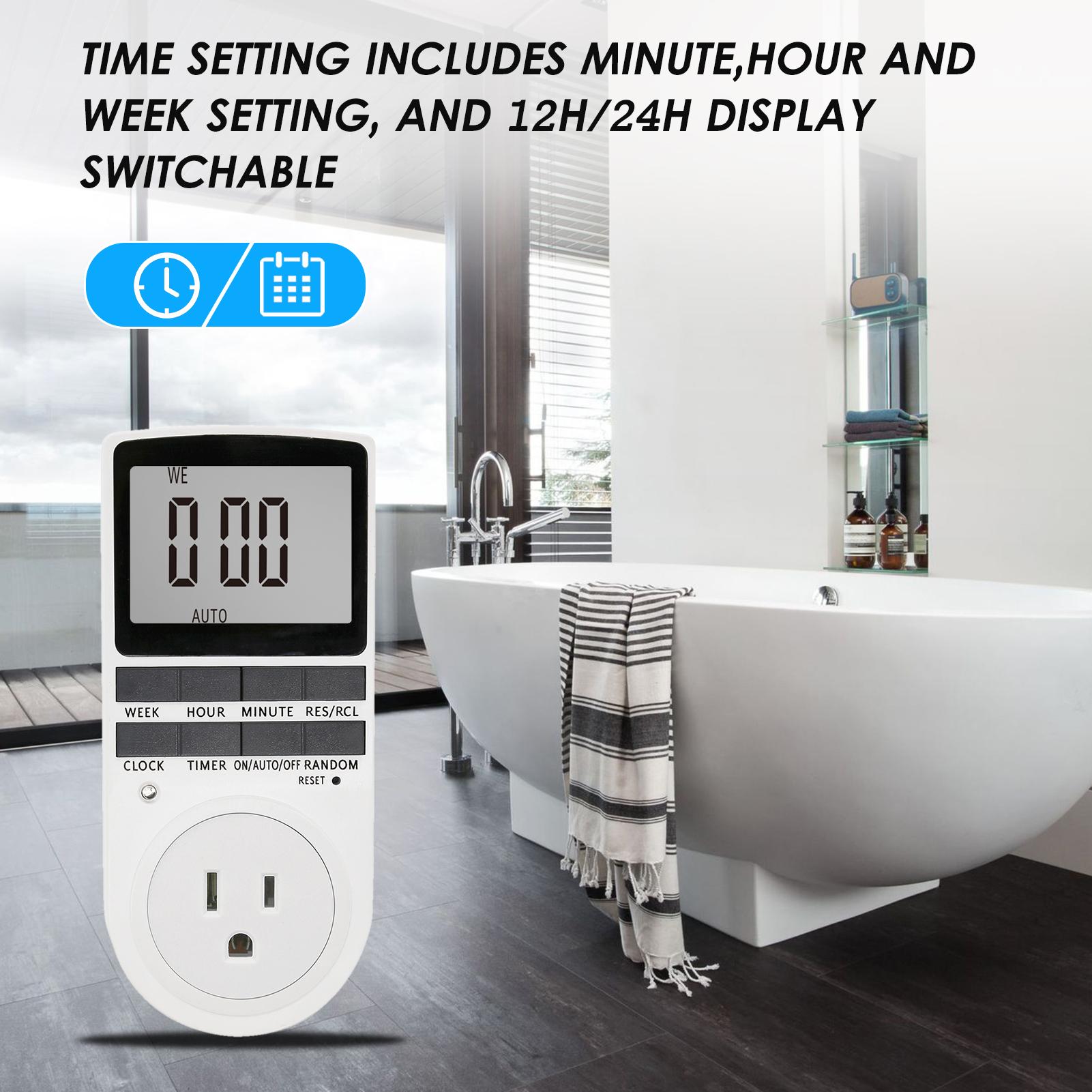 Digital Timer Switch Socket Digital Electronic Timer Switch LCD Display Plug-in Programmable Time Switch Energy Saving Intelligent Electronic Timing Socket