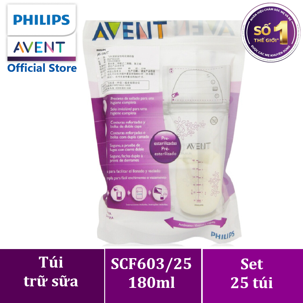 Bộ 25 Túi trữ sữa Philips Avent dung tích 180ml/túi_603.25