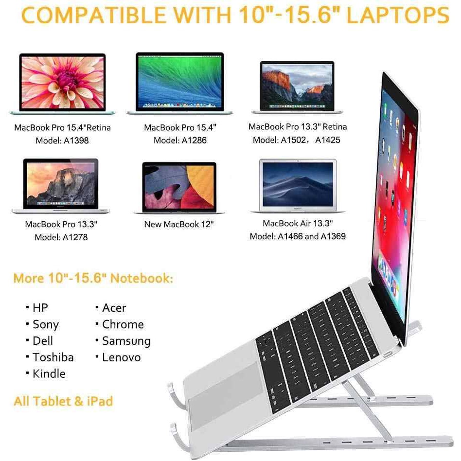 Stand/ Đế Nhôm Tản Nhiệt Dành Cho Macbook, Laptop Có Thể Gấp Gọn Và Điều Chỉnh 6 Nấc Độ Cao