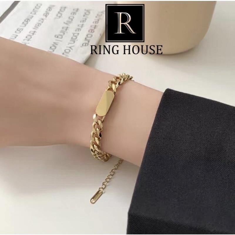 B7 Lắc Tay Titan Không Đen Gỉ Nữ Nam Unisex Dây Xích Mặt Trơn Cá Tính
