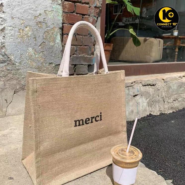 Túi cói merci loại 1 màu sáng