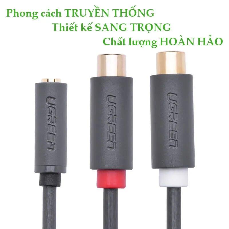 Ugreen UG10562AV109TK 25CM màu Đen Cáp âm thanh 2 đầu Bông sen âm sang 3.5mm âm - HÀNG CHÍNH HÃNG