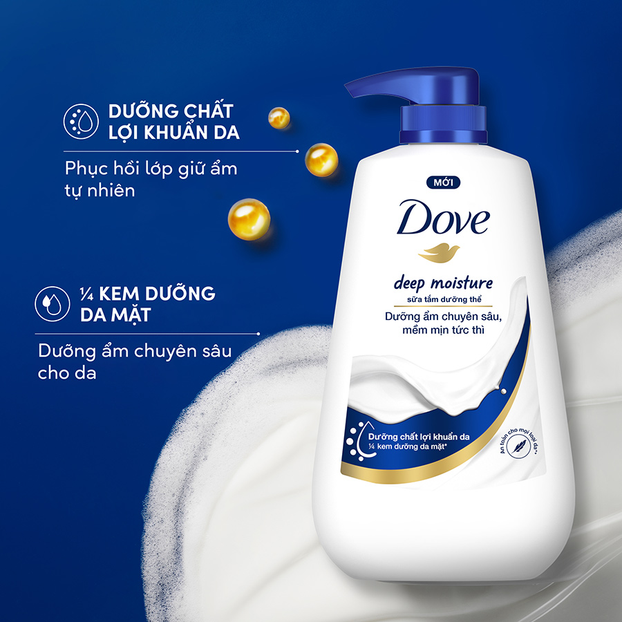 Sữa tắm dưỡng thể Dove Deep Moisture Dưỡng ẩm chuyên sâu với dưỡng chất lợi khuẩn da 500g