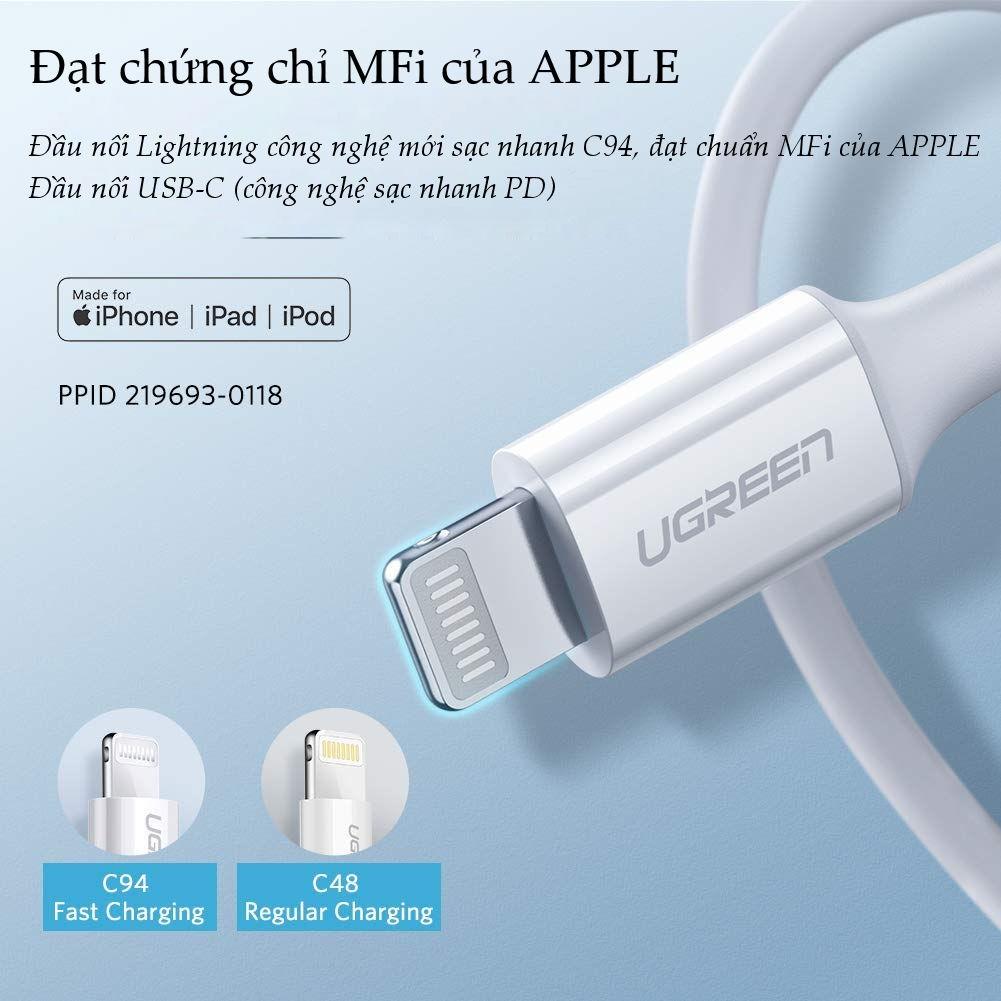 Cáp sạc và truyền dữ liệu, dài từ 0.25-3m UGREEN US171 USB-C sang liningg - Hàng chính hãng - Bảo hành 18 tháng 1 đổi 1