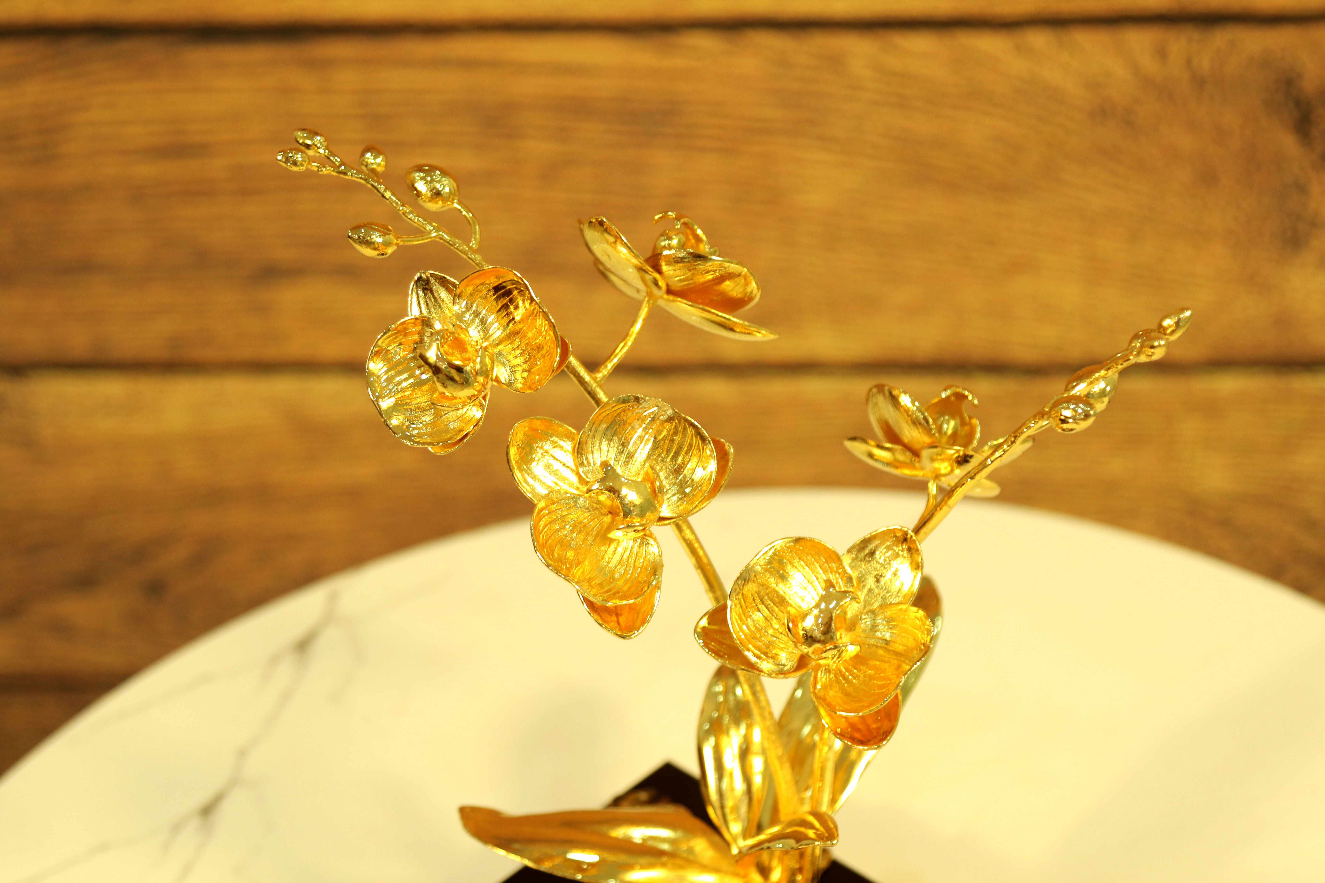 Quà tặng đối tác ý nghĩa - Cây hoa Lan Hồ Điệp mạ vàng 24k
