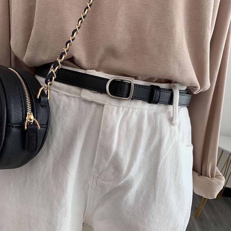 DÂY NỊT HÌNH THOI Nam nữ Unisex ulzzang Không lỗ tiện lợi - Dây thắt lưng nam nữ bản nhỏ 1.8cm