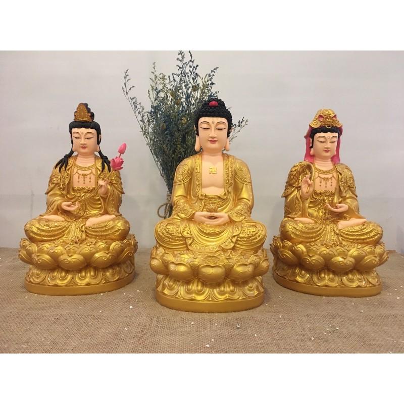 Bộ 03 Tượng Phật Tây Phương Tam thánh ngồi 40cm