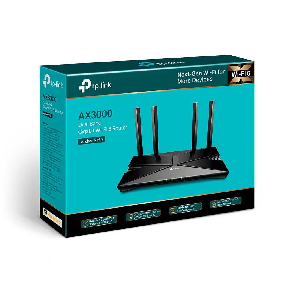 Bộ phát wifi TP-Link Archer AX50 Wifi 6, AX3000 Hàng chính hãng