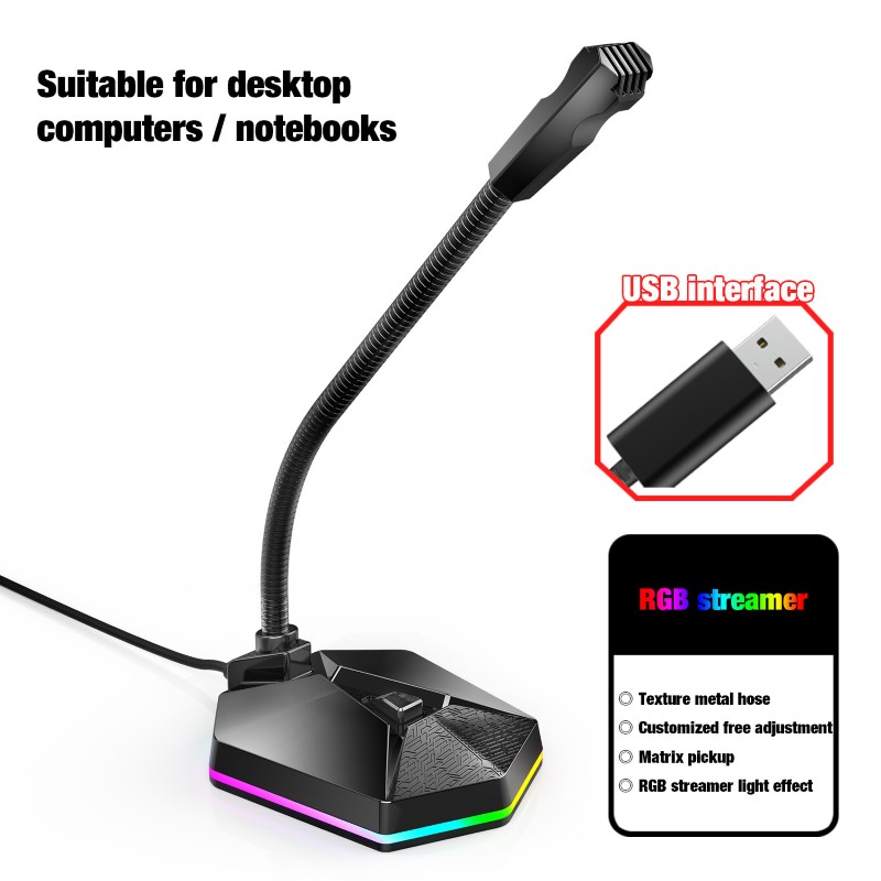 Microphone Led RGB TSP2012 kết nối USB cho máy tính - hàng nhập khẩu