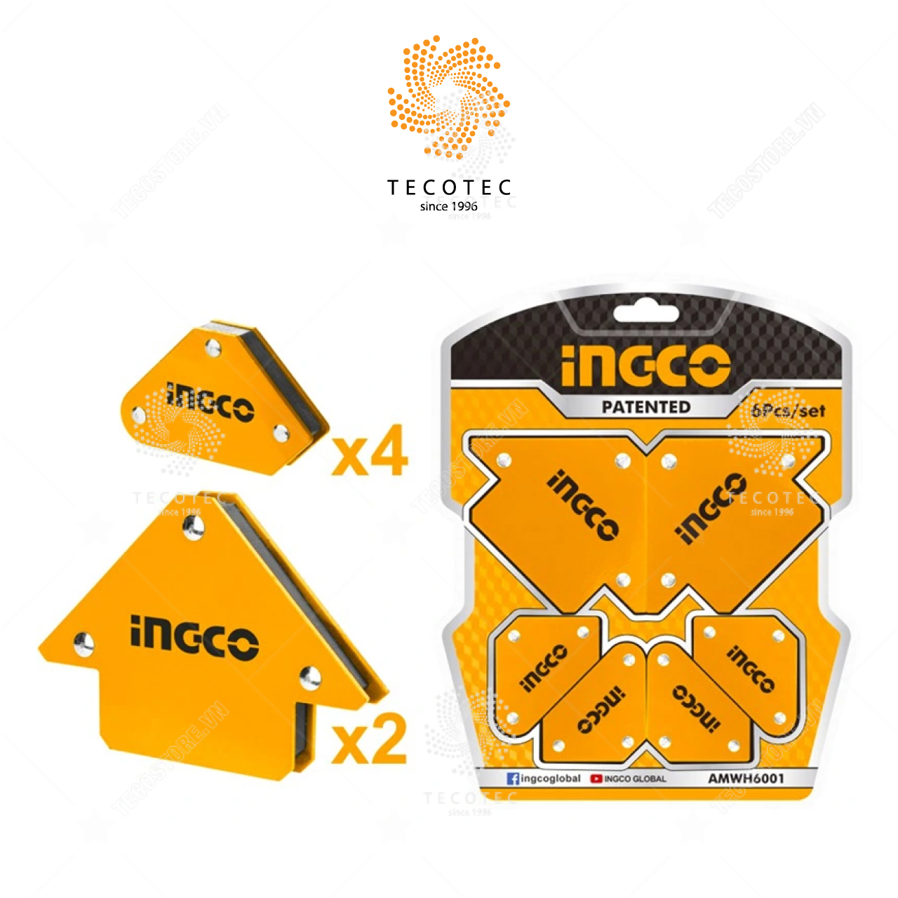 Bộ ke góc hàn nam châm 6 chi tiết INGCO AMWH6001