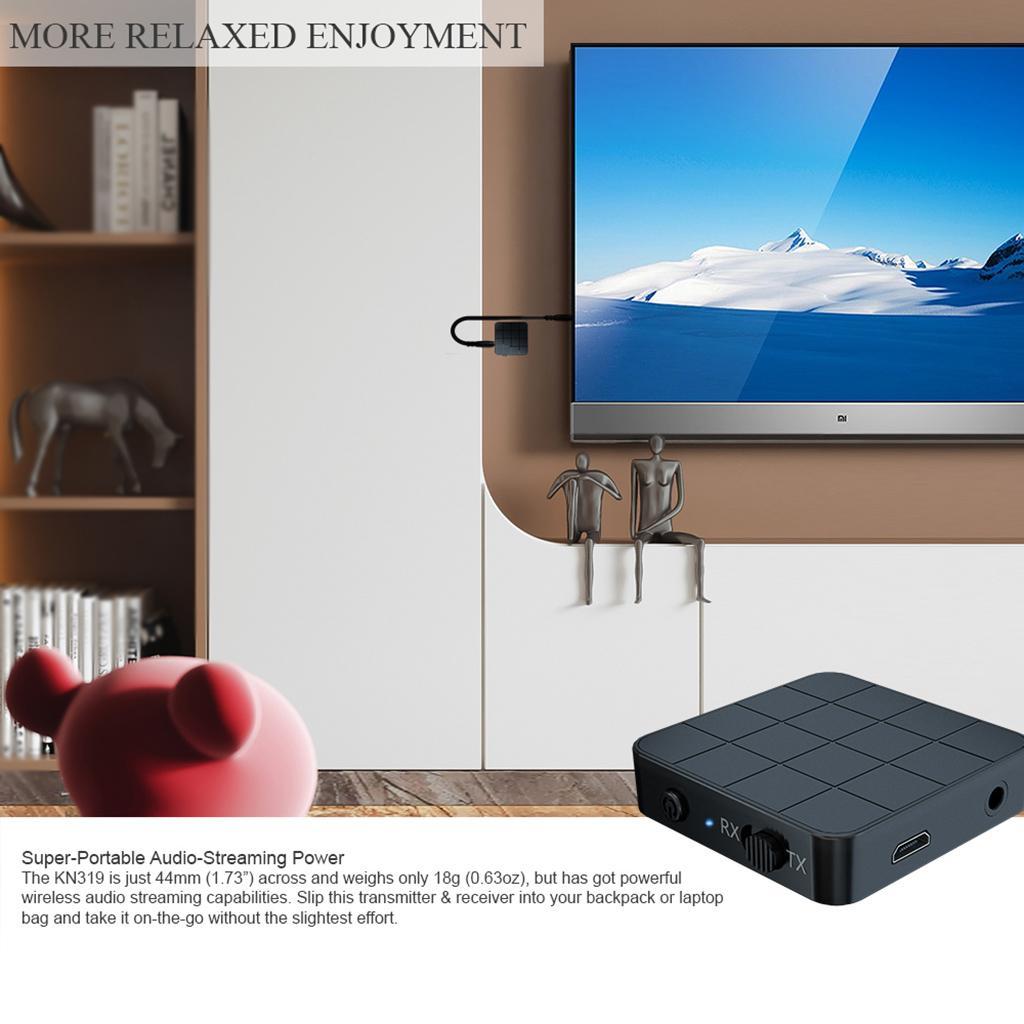 Bluetooth 5.0 Transmitter & Receiver Adapter 3.5mm Audio Home Adapter Black