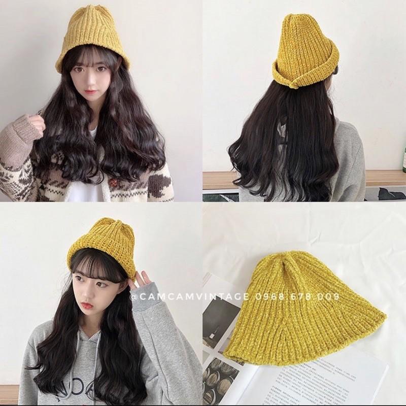 Mũ bucket nón ulzzang beanie chú lùn sụp tone màu vintage đáng yêu