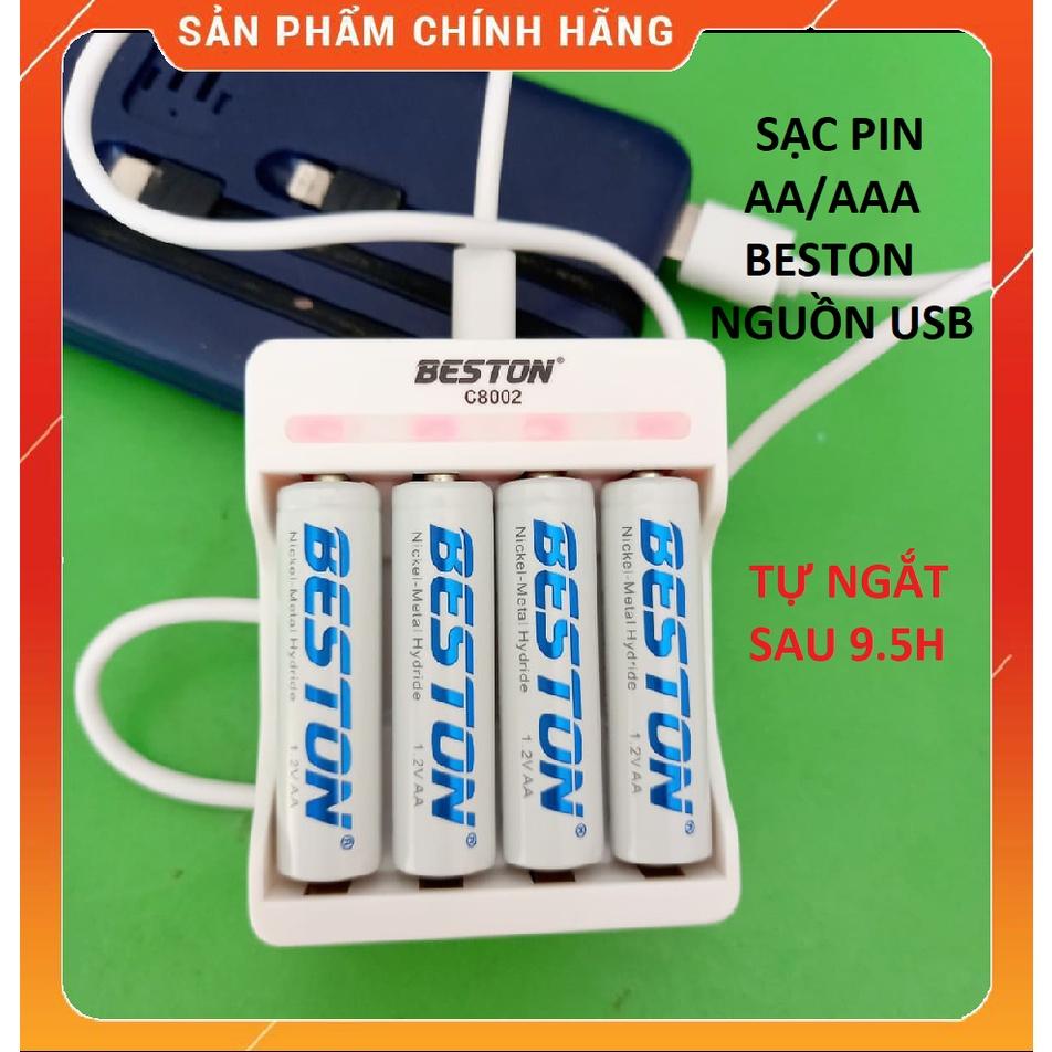 Bộ sạc pin AA AAA Beston C8002 dùng cho micro không dây, máy ảnh, điều khiển, đồ chơi trẻ em, đồng hồ