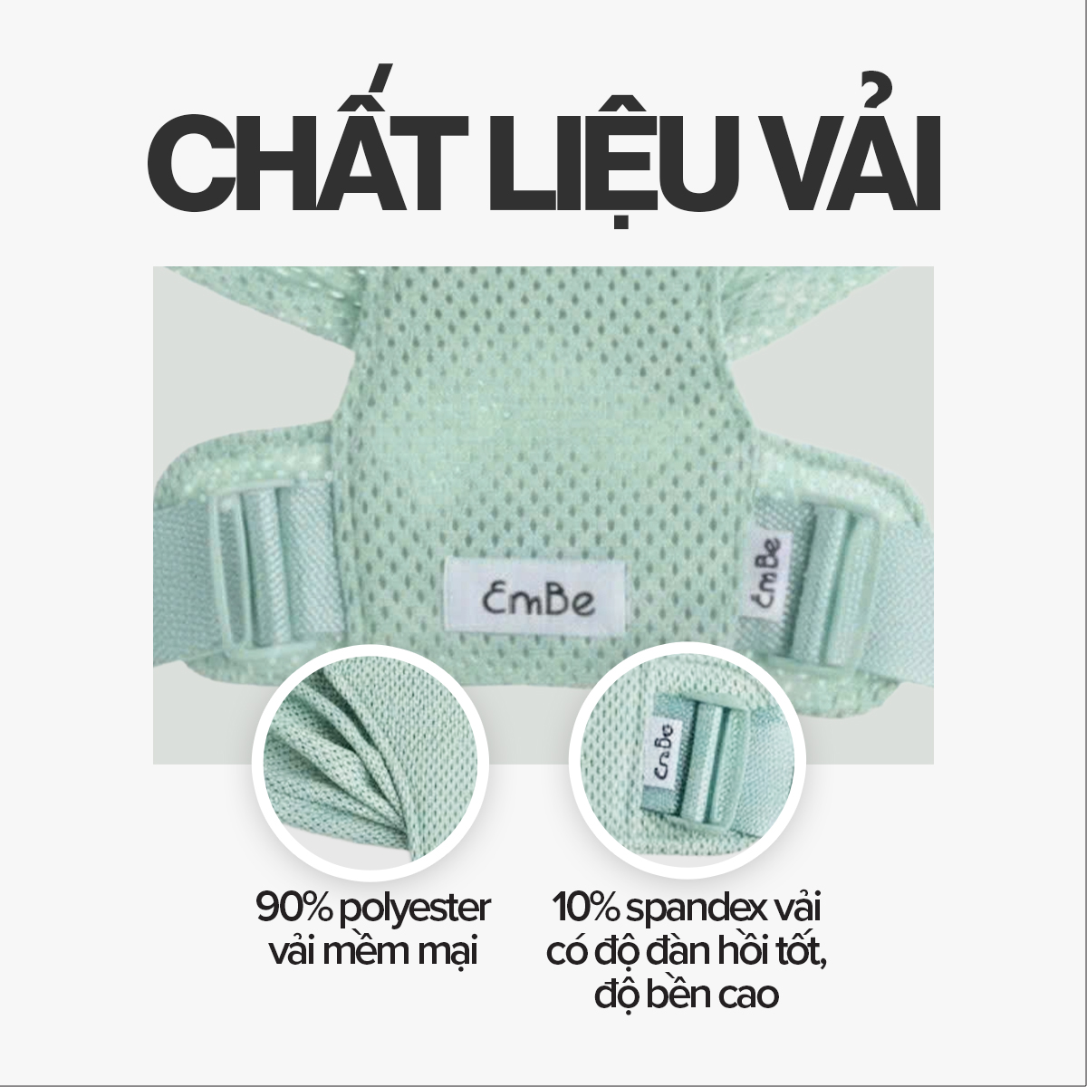 [Vải Lưới - Mocha] Địu Vải Lưới EmBé Sling WindMesh Thoáng Khí An Toàn Cho Bé Sơ Sinh 0 - 24 Tháng