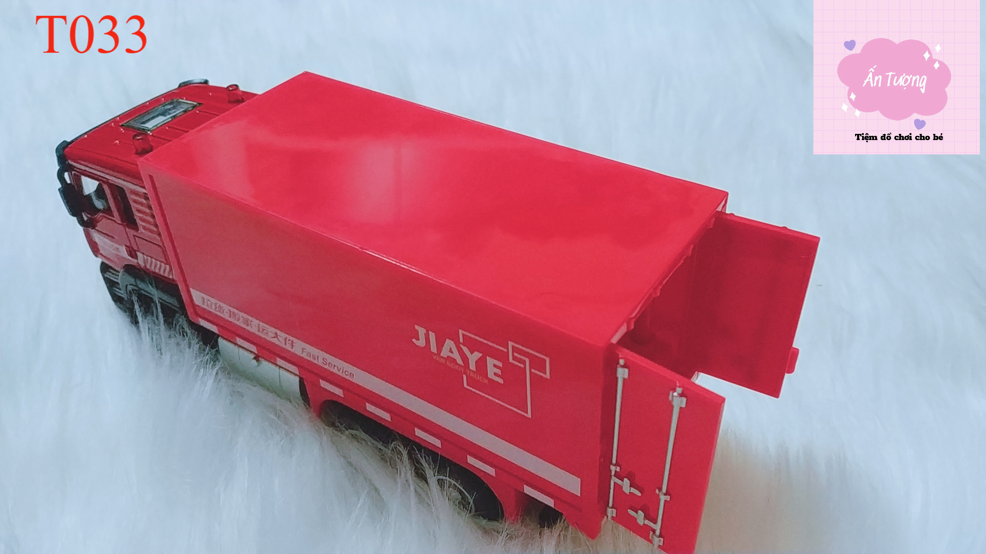 Đồ chơi mô hình xe tải Container, xe chở bưu kiện có đèn có nhạc, đầu xe bằng kim loại chi tiết sắc sảo, chạy đà rất xa