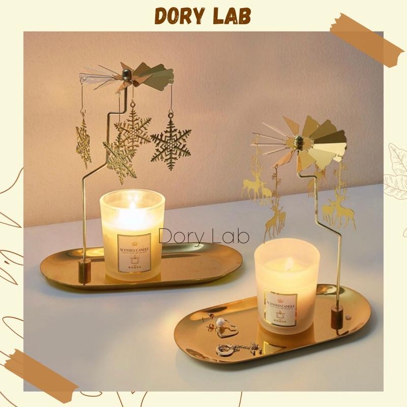 Khay Đựng Nến Thơm Kèm Chong Chóng Xoay Màu Vàng Kim Sang Trọng, Phụ Kiện Decor Nến - Dory Lab