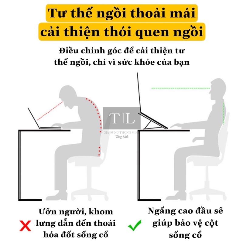 Thanh Giá Đỡ Kệ Máy Tính Laptop Đa Năng Kệ gấp gọn, đẹp silicon chống trượt hợp kim nhôm tản nhiệt