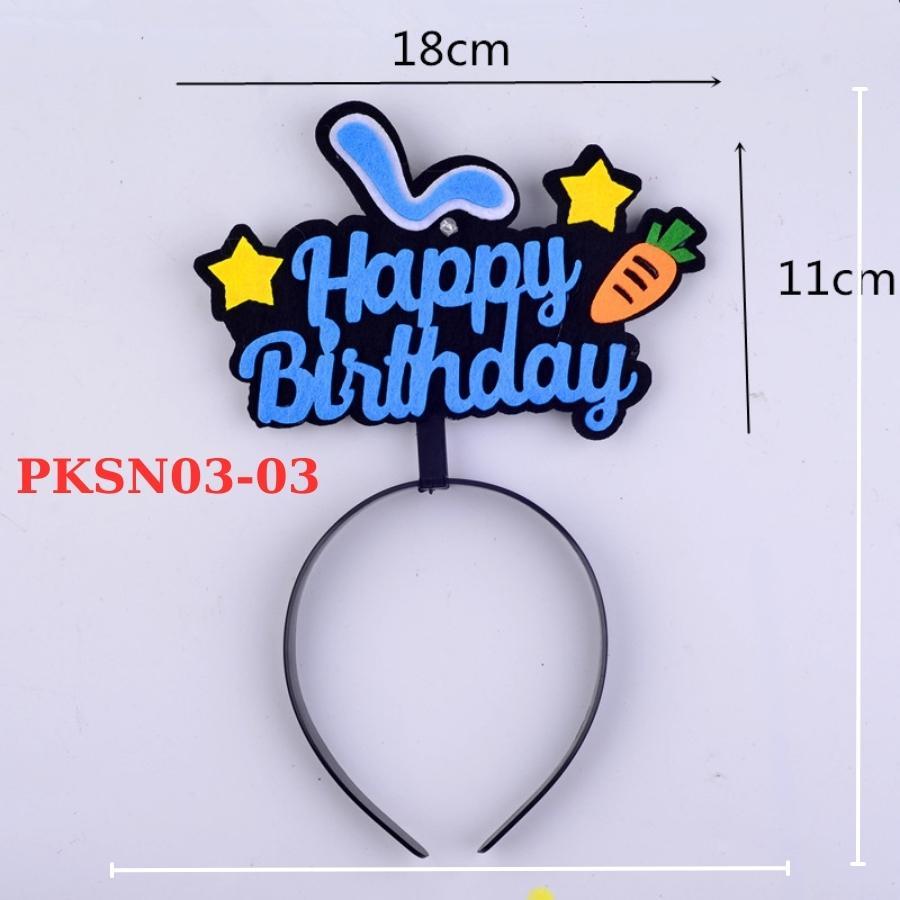 Băng Đô Cài Đầu Happy Birthday Có Đèn LED Phụ Kiện Chụp Hình Sinh Nhật Siêu Kute Cho Em Bé Người Lớn - PKSN03