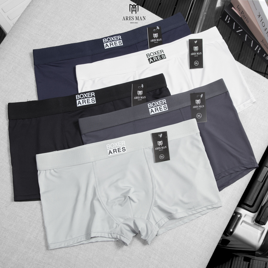 Combo 5 quần boxer nam, quần lót nam cao cấp chất thun lạnh siêu mềm mịn kháng khuẩn co giãn 4 chiều thấm hút mồ hôi tốt - Ares Shop