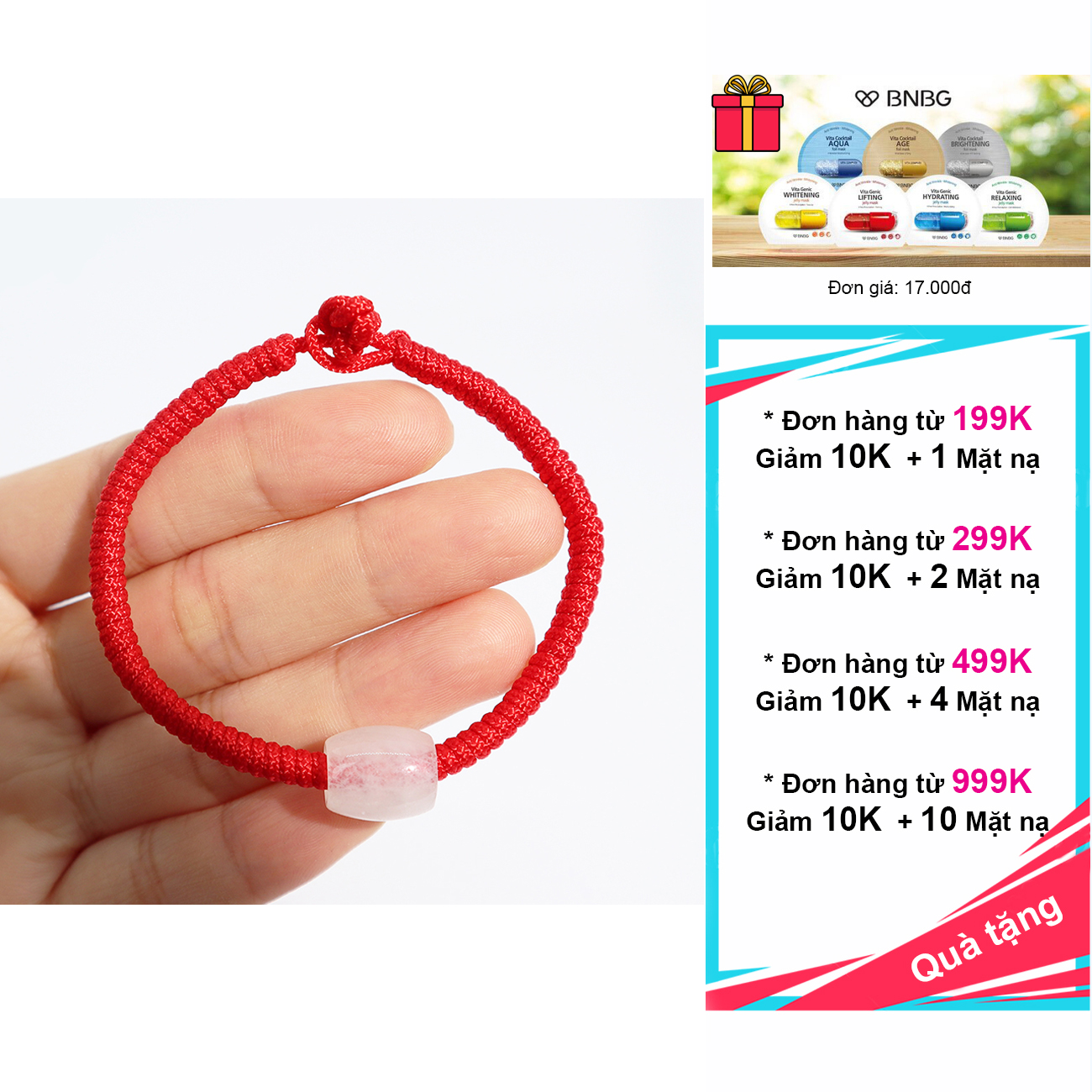 Vòng tay chỉ đỏ may mắn mix mã não