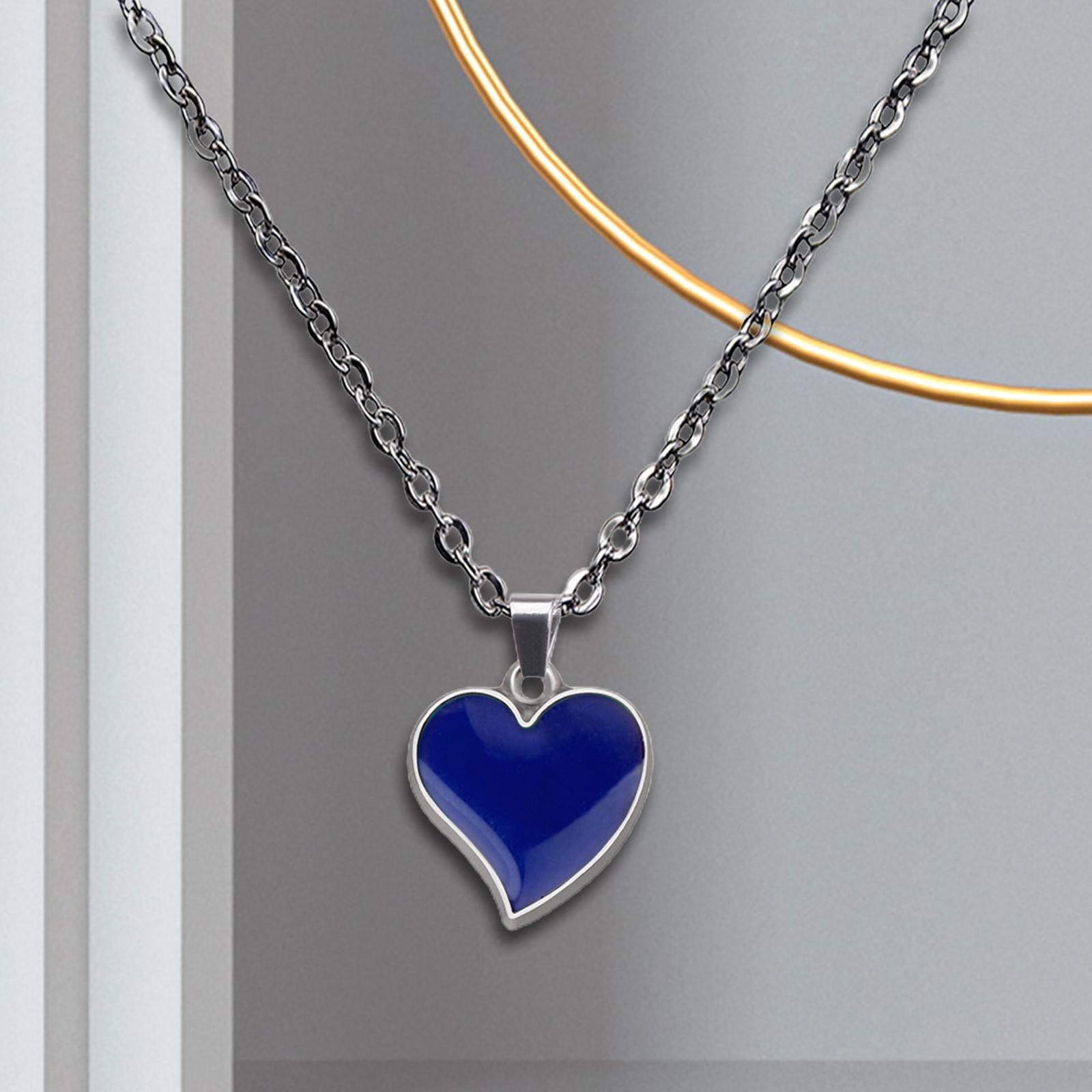Mood Pendant Necklace Temperature Sensing Color Changing for Valentines Gift