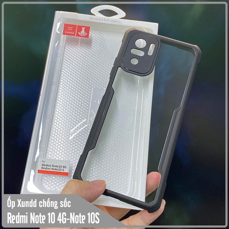 Ốp lưng cho Xiaomi Redmi Note 10S - Note 10 4G chống sốc trong viền nhựa dẻo XunDD - Hàng nhập khẩu
