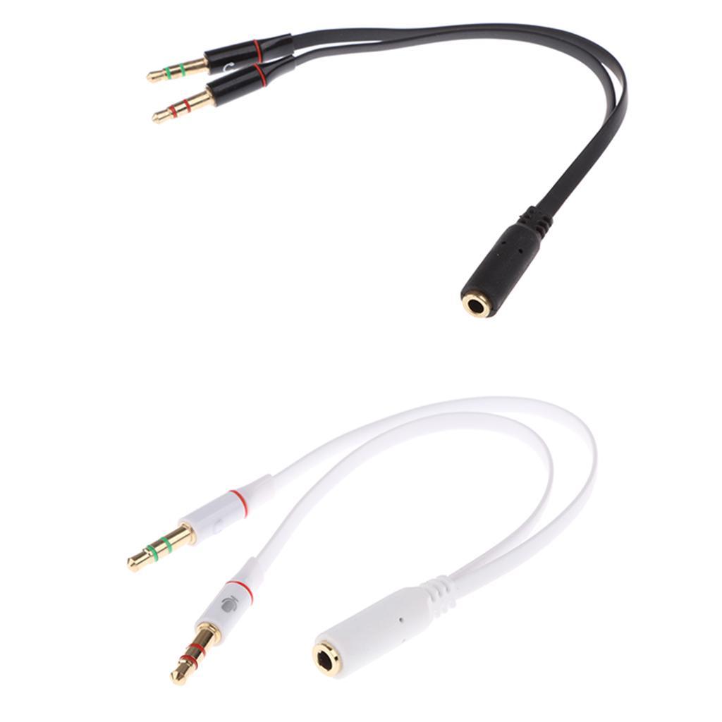 PC Headset to Phone Adapter 3.5mm Female to 2  Splitter Cable Black