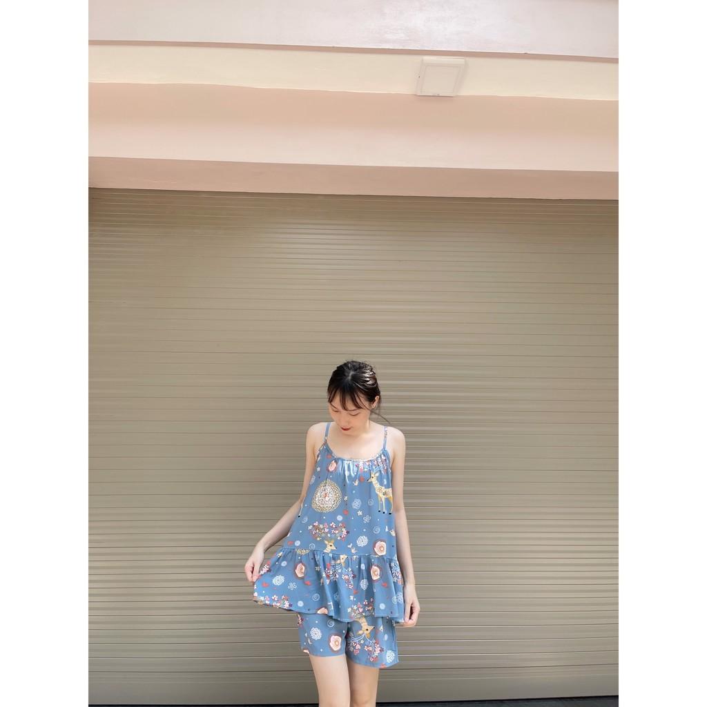 BỘ BẦU DỂ THƯƠNG LANH ĐÙI HAI DÂY MẶC NHÀ SIÊU MÁT freesize dưới 65kg