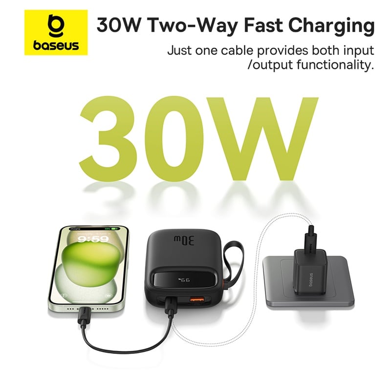 Pin Sạc Dự Phòng Baseus Qpow 2 Digital Display 30W (10000/20000mAh) - Hàng chính hãng