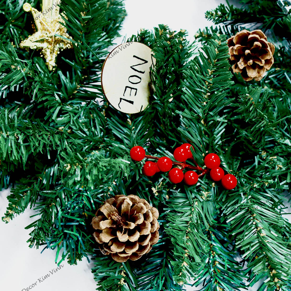 Dây Thông Lớn B7 Dây Thông 2.7m Nơ Merry Vàng Trang Trí Giáng Sinh
