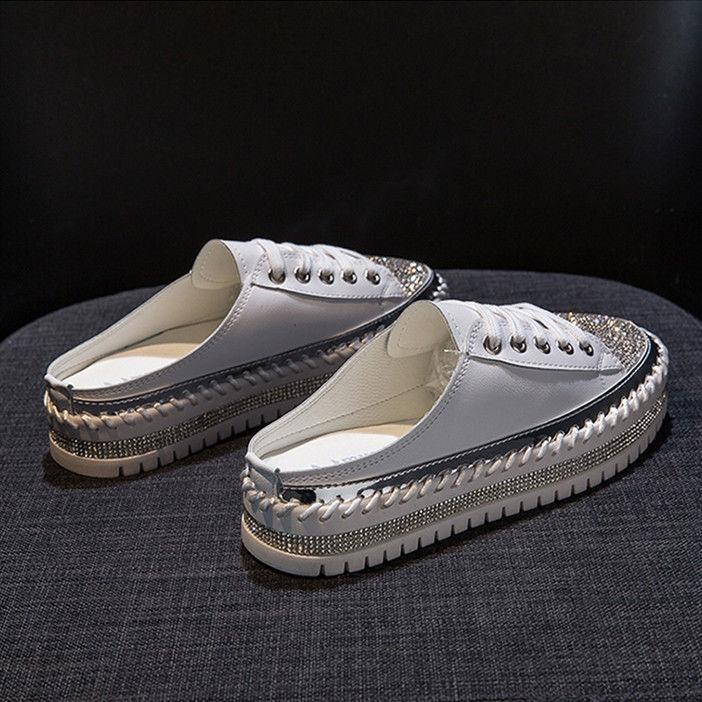 Women wear semi-sandals and slippers in the fall of 2021, the new style Baotou fashion flat-soled shoes without heels ins trend