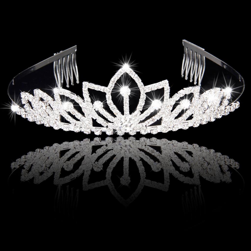 Wedding Prom Bride Bridesmaid Crystal Rhinestone Crown Tiara with Comb