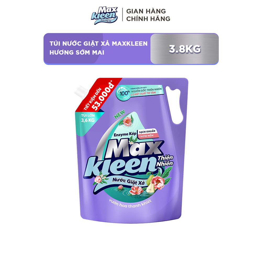 Túi Nước Giặt Xả MaxKleen Thiên Nhiên 3.6kg