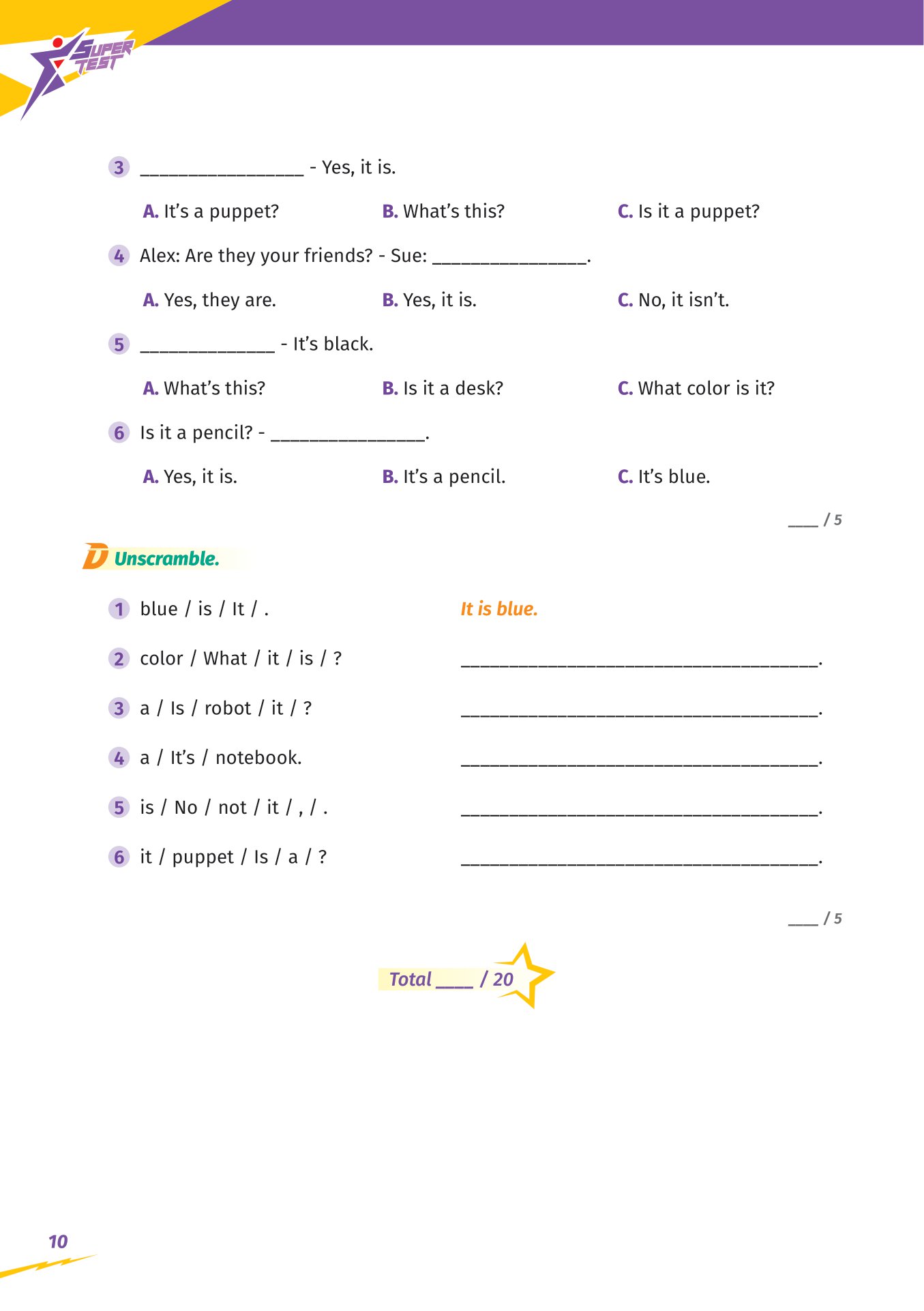 Super Test - Đề Kiểm Tra Nhanh Tiếng Anh Cho Học Sinh Lớp 1_MEGA