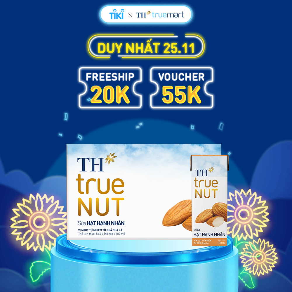 Thùng 48 hộp sữa hạt hạnh nhân TH true NUT 180 ml (48 Hộp)