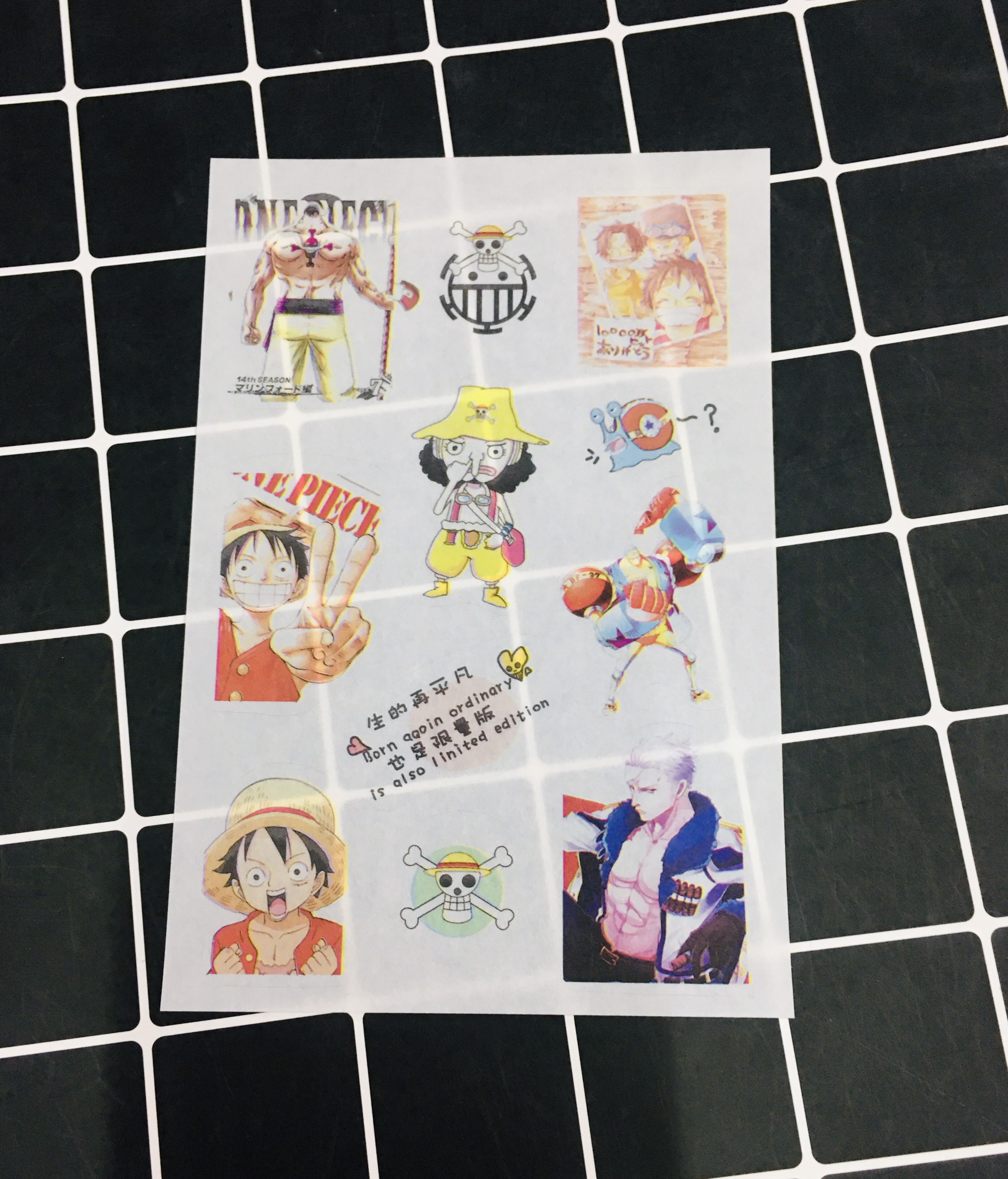 Hình Dán One Piece sticker set 6 bảng ( khoảng 60 miếng ảnh )