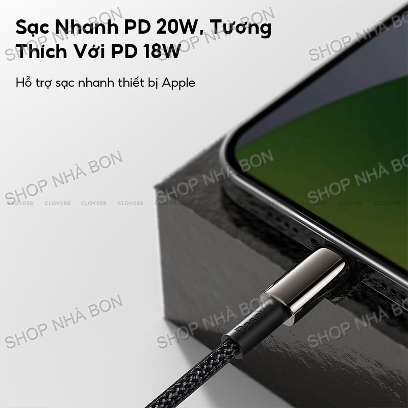 Cáp sạc nhanh, siêu bền C to IP 20W Baseus Tungsten Gold dùng cho iPhone 12/ iP11 Series/ iPXS Max - Hàng chính hãng