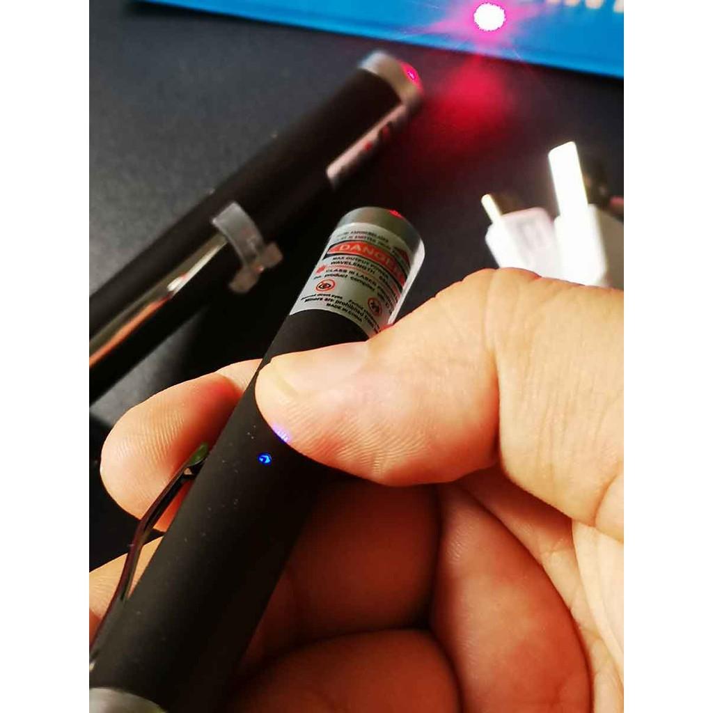 Bút Laser Mini Tia Đỏ 9cm Vỏ Đen Sạc USB Cao Cấp