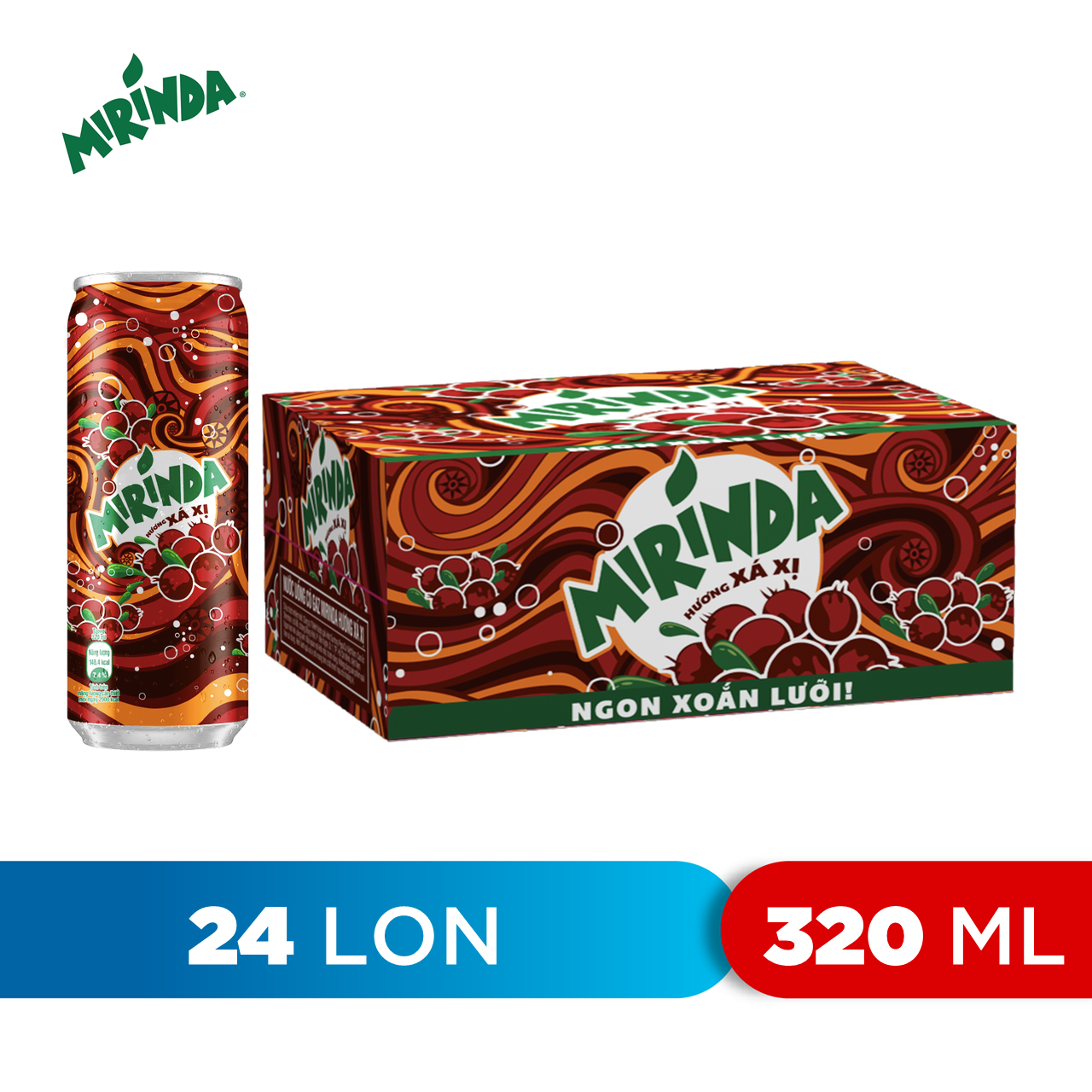 Thùng 24 Lon Nước Ngọt Có Gas Mirinda Xá Xị
