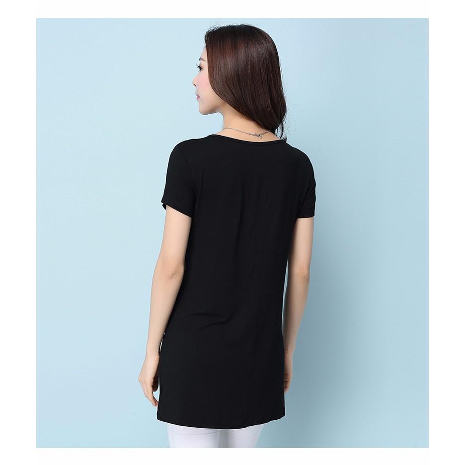 TK186N-ÁO THUN FORM DÀI PHỐI SỌC 2 TÚI S-6XL