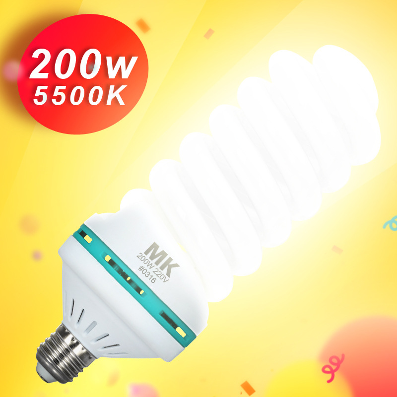 Bóng đèn compact xoắn highlight MK 200W / 5500K hỗ trợ quay phim , chụp ảnh studio chống chói ,tiết kiệm điện