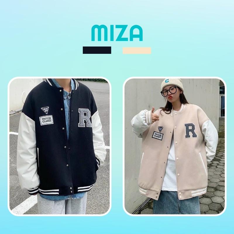 Áo khoác nhung nam nữ bomber unisex gió jacket cúc bấm form rộng local brand ulzzang phong cách hàn quốc đep CHỮ R