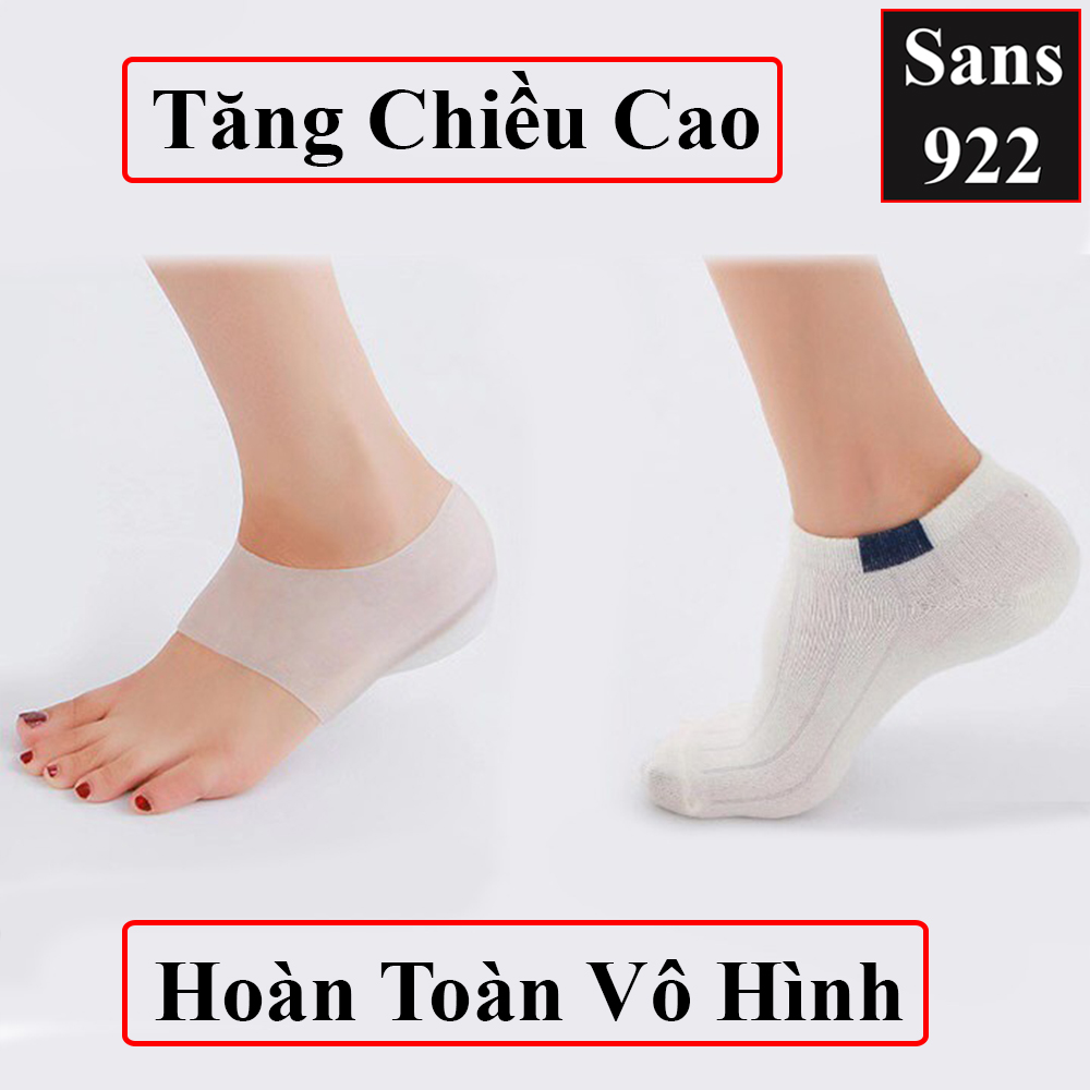 Tất tăng chiều cao silicon không lộ Sans922 êm chân thoáng khí miếng lót giày độn đế nâng gót cao cấp chống trượt