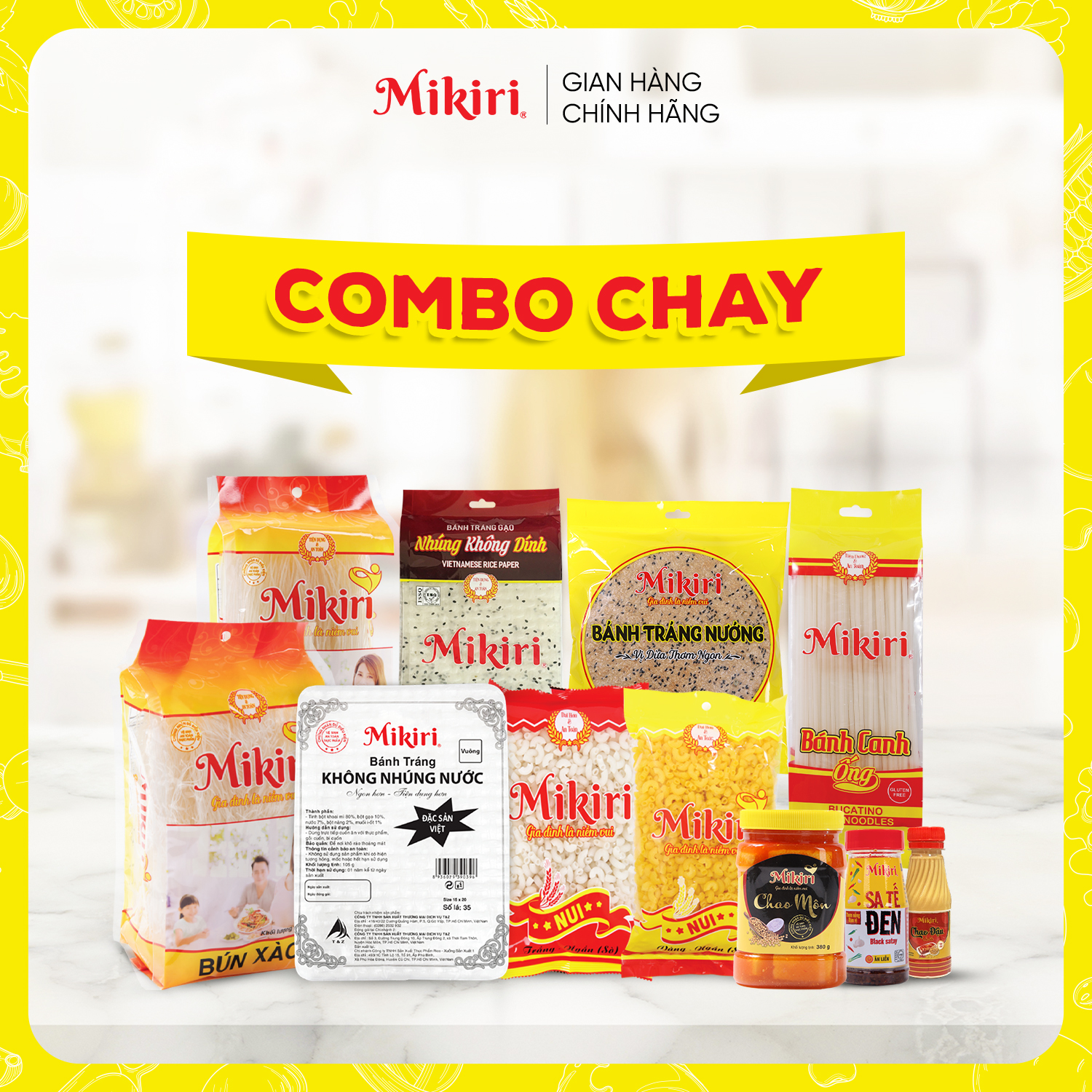 Combo Chay Mikiri Bún, Nui, Chao, Sa tế, Bánh Tráng - Gia Vị Việt cho Món Ăn Việt