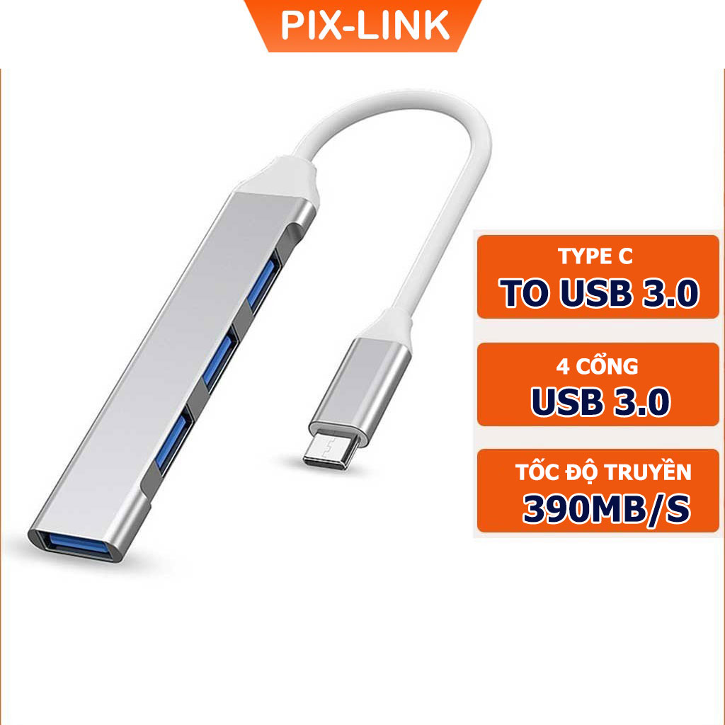 Bộ chuyển đổi TYPE-C sang USB 3.0, cáp chuyển đổi Type-c sang 4 cổng USB tốc độ cao - Hàng chính hãng/ Hàng nhập khẩu