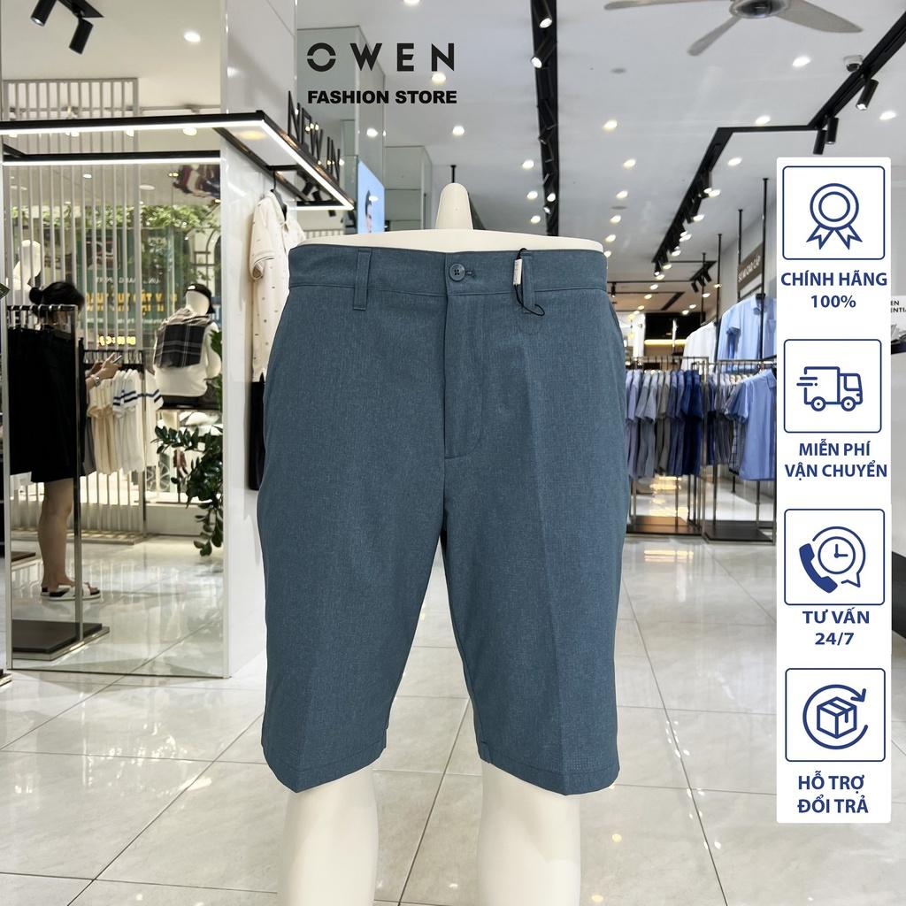 Quần short tây nam owen sợi Nano thoáng mát màu xanh nhạt SW231424